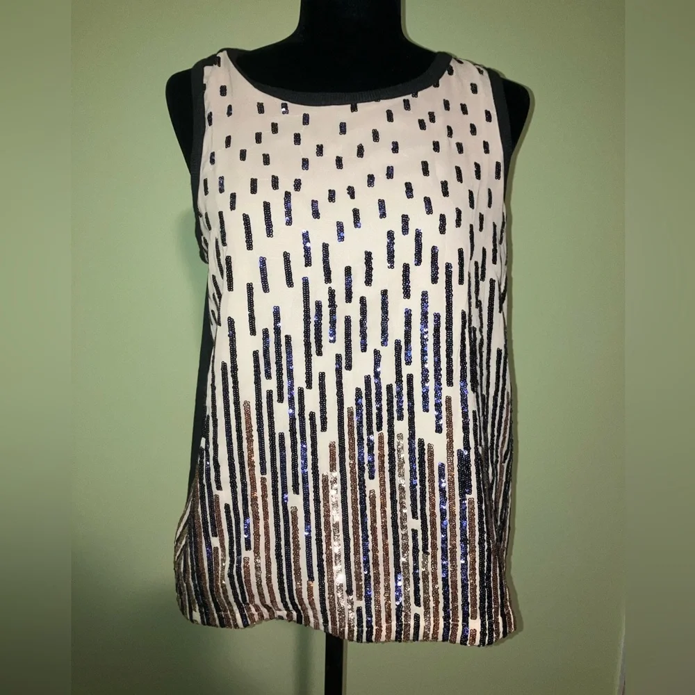 Anthropologie NEW TINY brand sequin tank top shirt tee t-shirt sz M NWT $98 tag - Picture 3 of 4